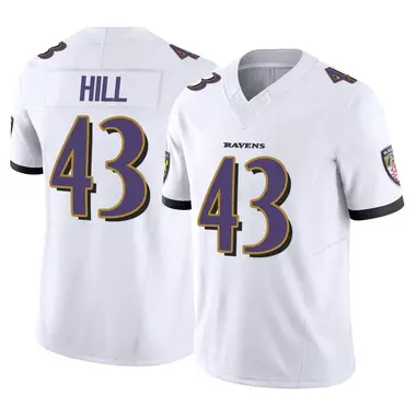 Limited Men's Justice Hill Purple Home Jersey - #43 Football Baltimore  Ravens 100th Season Vapor Untouchable Size 40/M